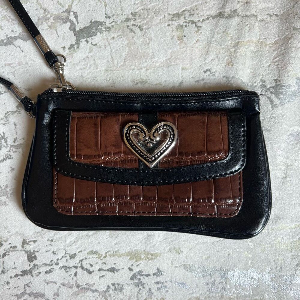 Brighton Leather Y2K multi tone leather heart wallet wristlet - Picture 2 of 5